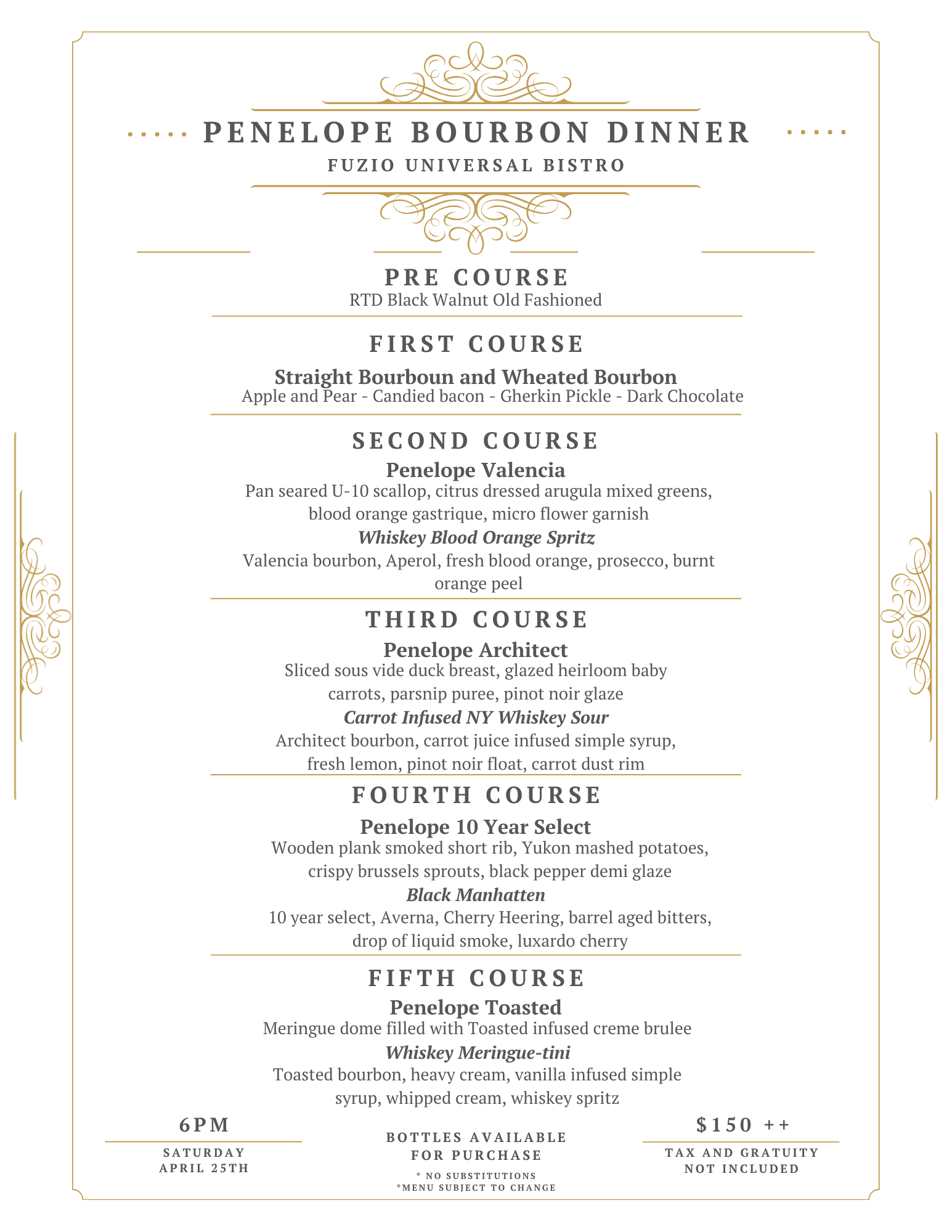 Penelope Bourbon Dinner – Fuzio