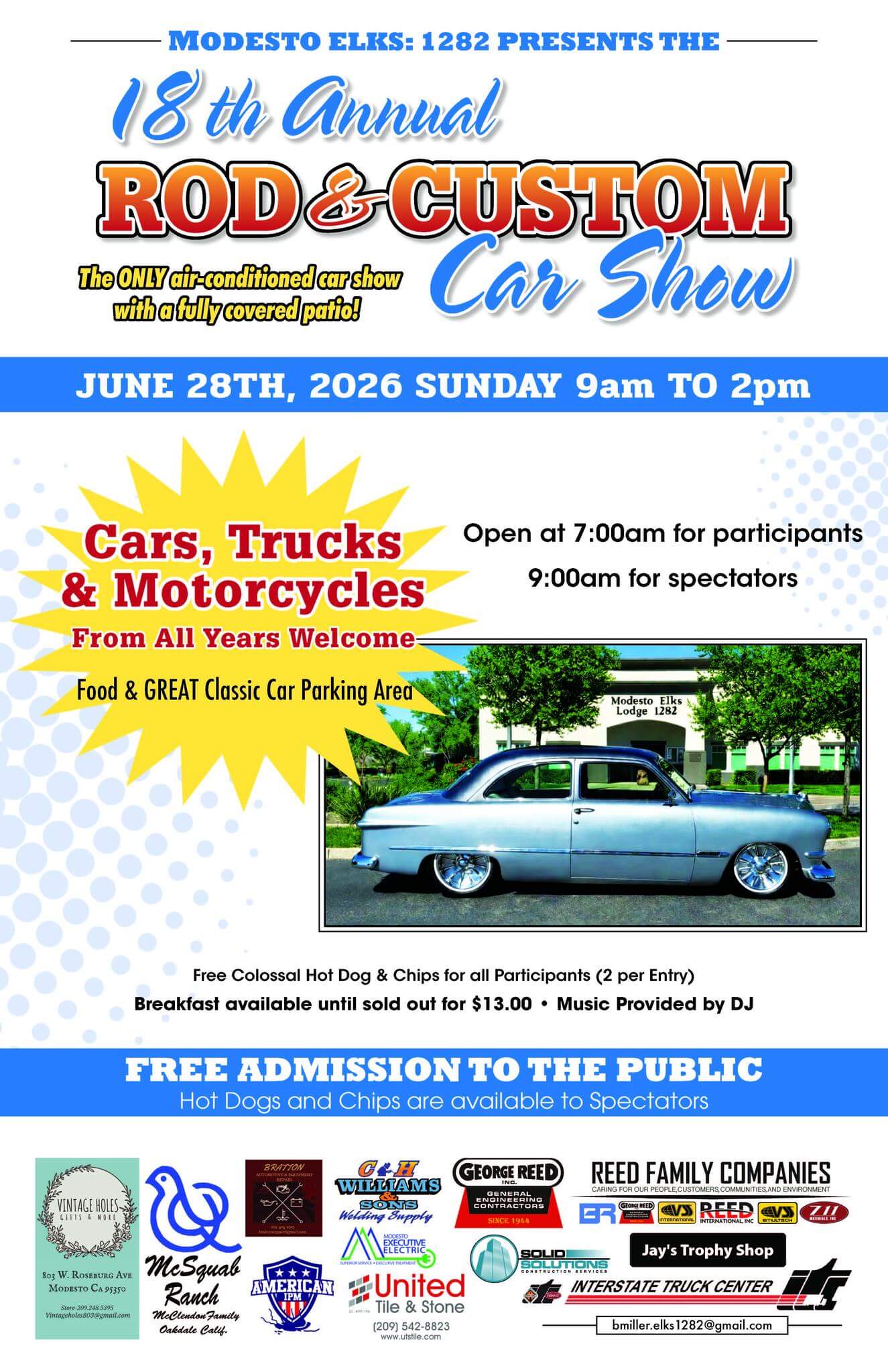 18th Annual Rod & Custom Car Show at the Modesto Elks Lodge
